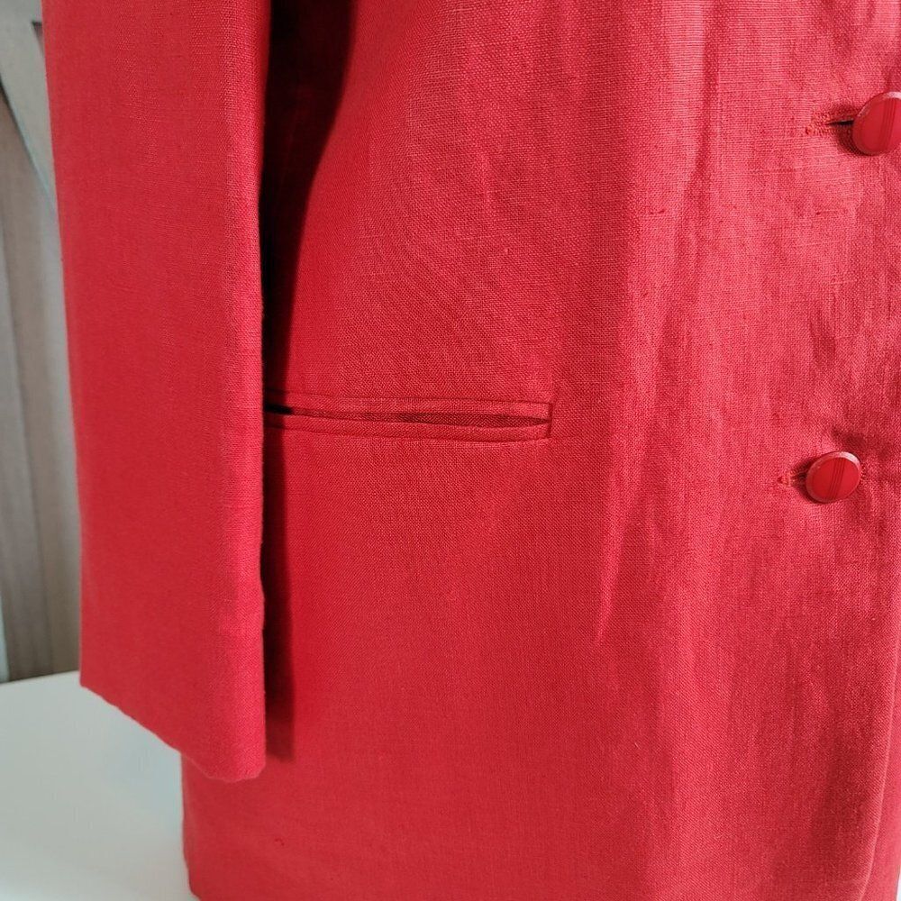 Moygashel 100% Linen - Fully Lined - Red Blazer. Made In Guatemala - Sz Small - Picture 8 of 16